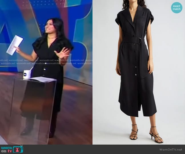 Ramy Brook Celia Belted Midi Dress worn by Reena Roy on Good Morning America