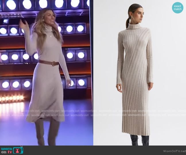 Reiss Cady Fitted Knitted Midi Dress worn by Gisele Bundchen on The Kelly Clarkson Show