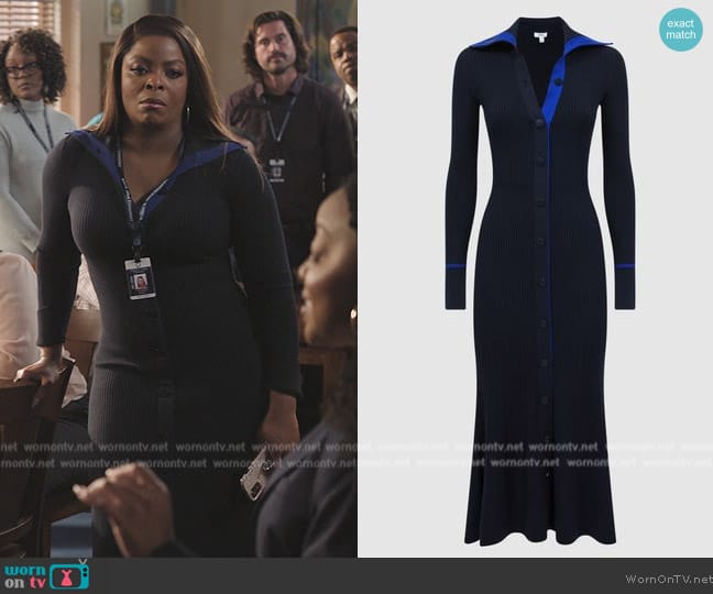 Reiss Millie Knitted Ribbed Midi Dress worn by Ava Coleman (Janelle James) on Abbott Elementary
