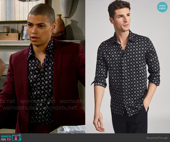 Reiss Pelosi Shirt worn by Zende Forrester Dominguez (Delon De Metz) on The Bold and the Beautiful