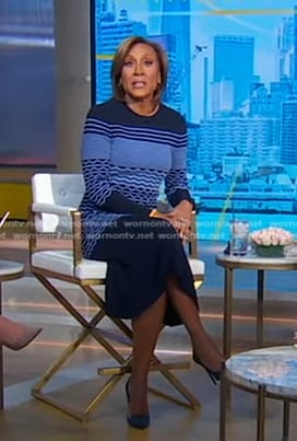 Robin’s blue striped knit dress on Good Morning America