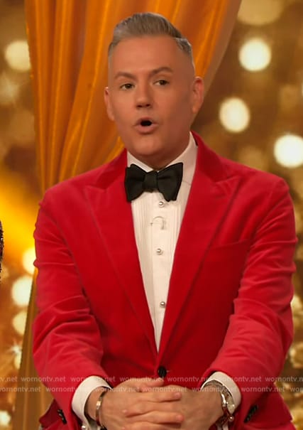 Ross Mathews’ red velvet blazer on The Drew Barrymore Show