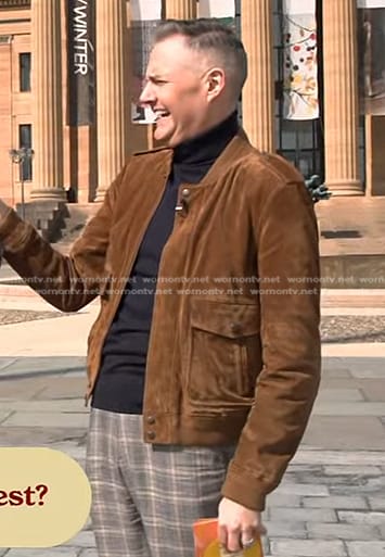 Ross Mathews’ brown suede jacket on The Drew Barrymore Show