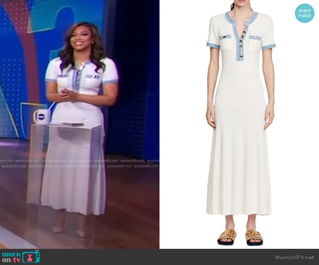 Sandro Alecia Short Sleeve Sweater Dress worn by Morgan Norwood on Good Morning America