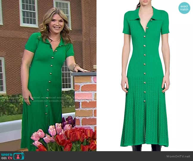 Sandro Lorel Short Sleeve Maxi Shirtdress worn by Jenna Bush Hager on Today