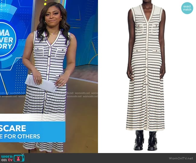 Sandro Molina Button Front Maxi Sweater Dress worn by Morgan Norwood on Good Morning America