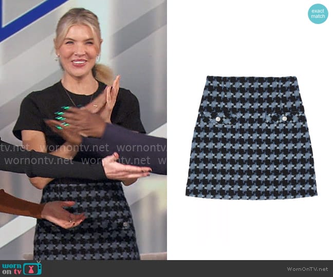 Sandro Marty Tweed Mini Skirt worn by Amanda Kloots on The Talk