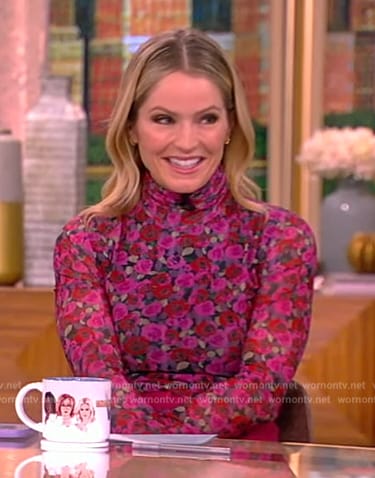 Sara’s floral print mesh top on The View