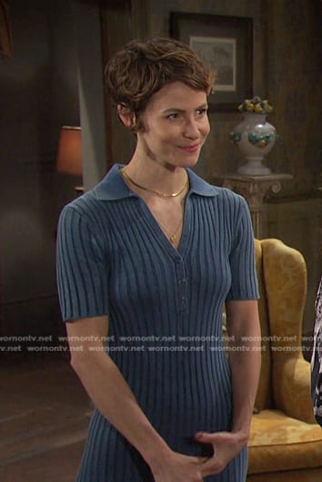 Sarah’s blue ribbed polo dress on Days of our Lives