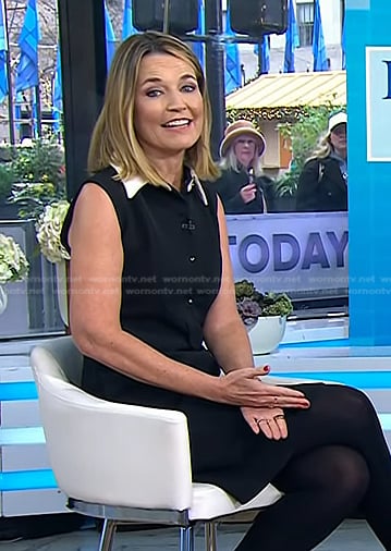 Savannah’s black sleeveless collared dress on Today
