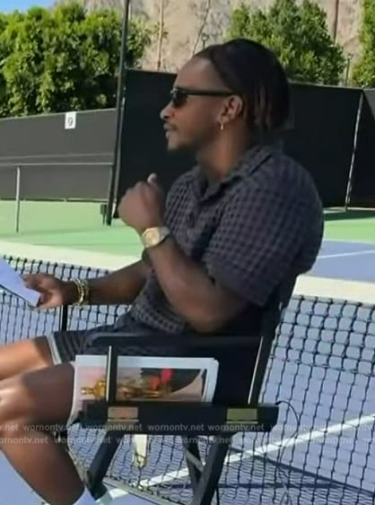 Scott’s black check shirt and shorts on Access Hollywood