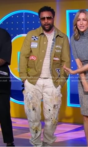 Shaggy’s khaki patch shirt and splatter print pants on Good Morning America