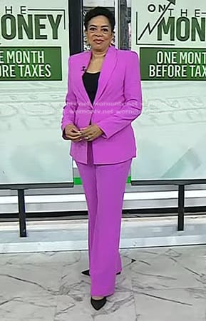 Sharon Epperson’s pink blazer and flare pants on Today