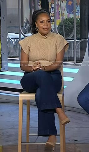 Sheinelle’s beige cable knit sweater and jeans on Today