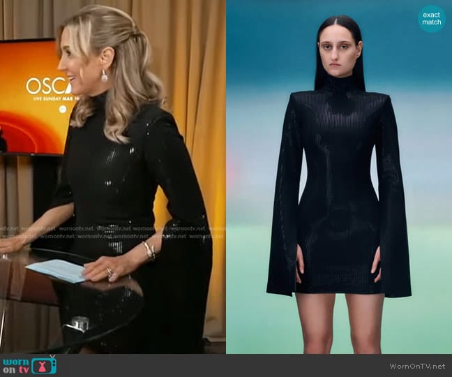 Solace London The Hadley Mini Dress in Black worn by Lara Spencer on Good Morning America