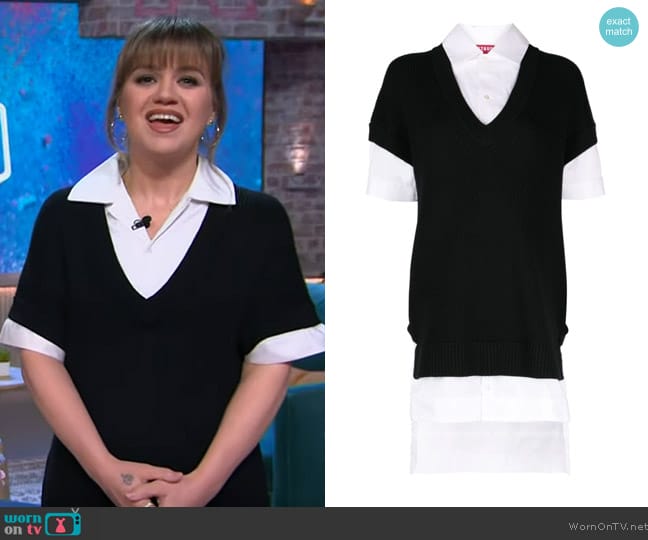 Staud Bridget layered shirtdress worn by Kelly Clarkson on The Kelly Clarkson Show