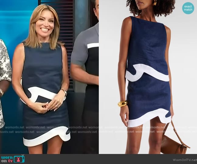 Staud Raphael linen top worn by Kit Hoover on Access Hollywood
