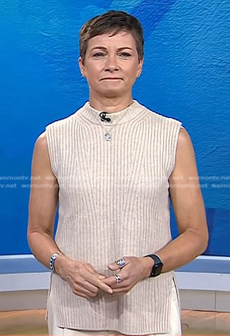 Stephanie’s beige ribbed sleeveless sweater on Today