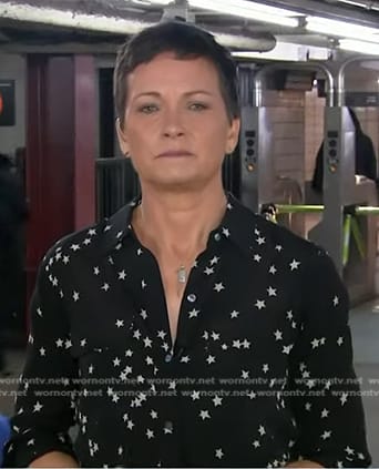 Stephanie’s black star print shirt on Today