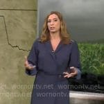Stephanie Abrams’ navy wrap shirt dress on CBS Mornings