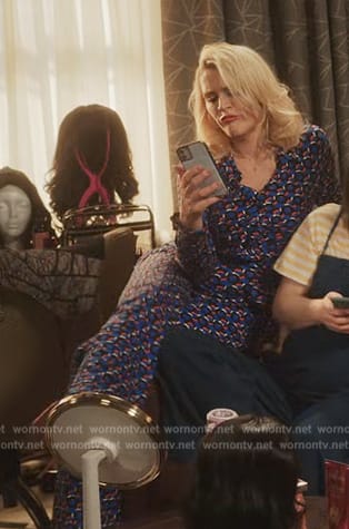 Summer’s blue printed jumpsuit on Girls5eva