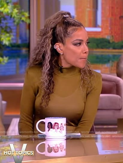 Sunny’s olive mock neck maxi dress on The View