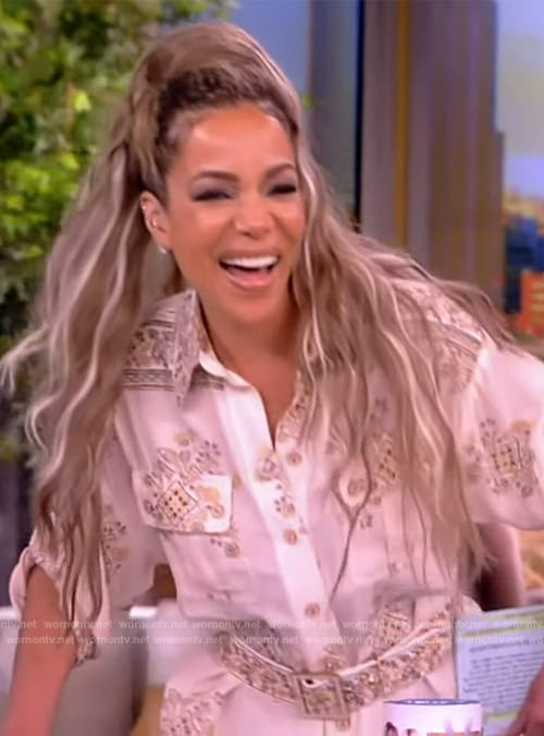 Sunny’s white printed shirtdress on The View