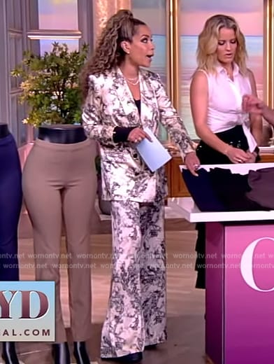 Sunny’s white floral print suit on The View