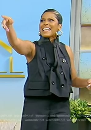 Tamron’s double breasted sleeveless coat on Tamron Hall Show