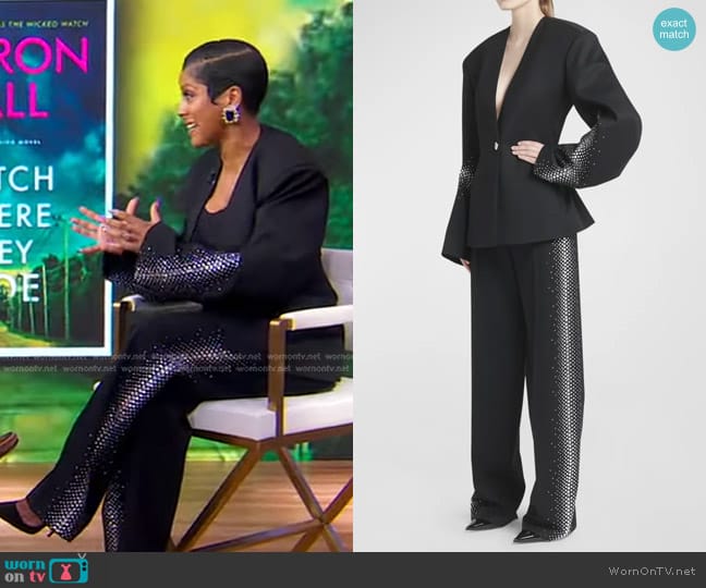 The Attico Strass Embellished Curved-Sleeve Blazer Jacket worn by Tamron Hall on Good Morning America