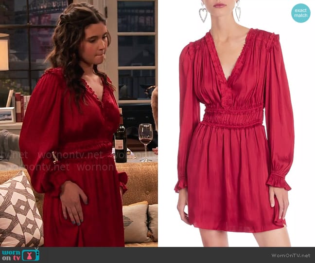 The Kooples Ruffled Long Sleeve Dress worn by Grace Kearney (Sofia Capanna) on Extended Family