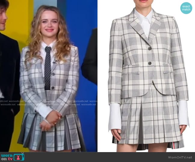 Thom Browne Fit 3 Hairline Check Wool Sportcoat worn by Joey King on Good Morning America