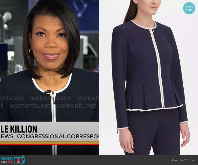 Tommy Hilfiger Zip-Front Peplum Jacket worn by Nikole Killion on CBS Mornings