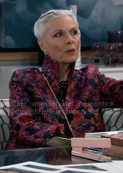 Tracy’s floral jacquard jacket on General Hospital