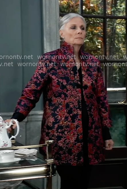 Tracy’s floral jacquard jacket on General Hospital