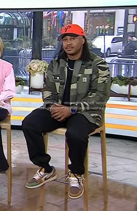 Trent Shelton’s camo jacket and sneakers on Today