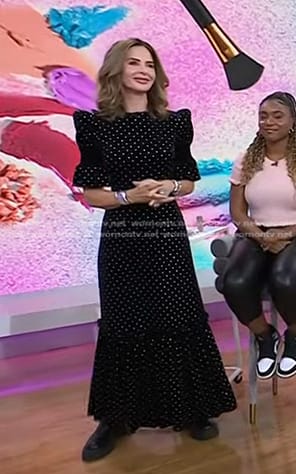 Trinny Woodall’s black embellished velvet maxi dress on Today