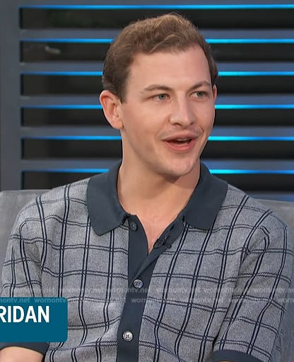 Tye Sheridan’s blue check shirt on Access Hollywood