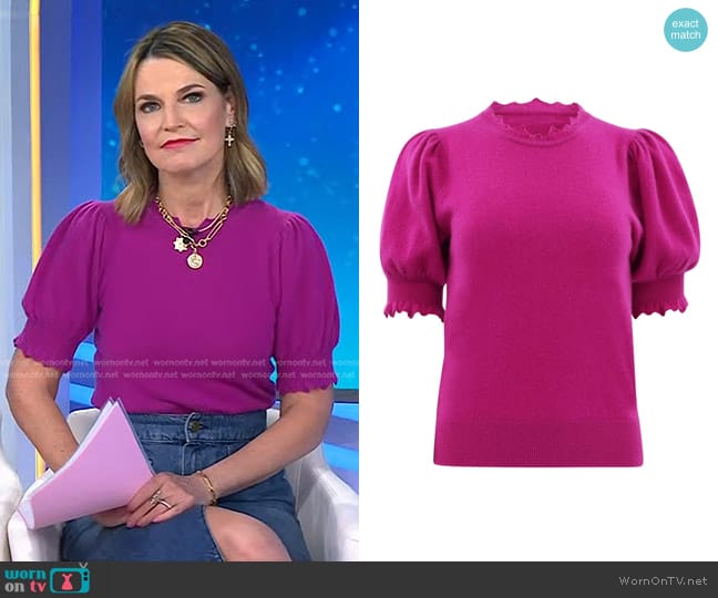 Ulla Johnson Lotta Top in Thistle worn by Savannah Guthrie on Today