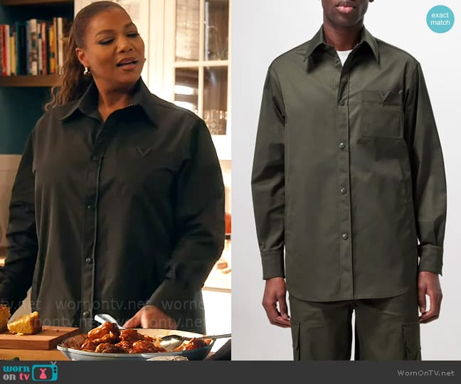 Valentino Garavani V-Logo patch pocket technical-shell shirt worn by Robyn McCall (Queen Latifah) on The Equalizer