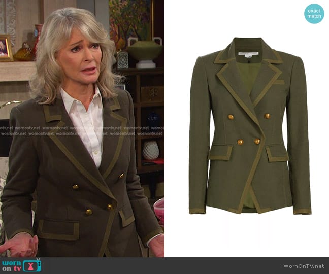 Veronica Beard Edison Dickey Jacket in Loden Army worn by Marlena Evans (Deidre Hall) on Days of our Lives