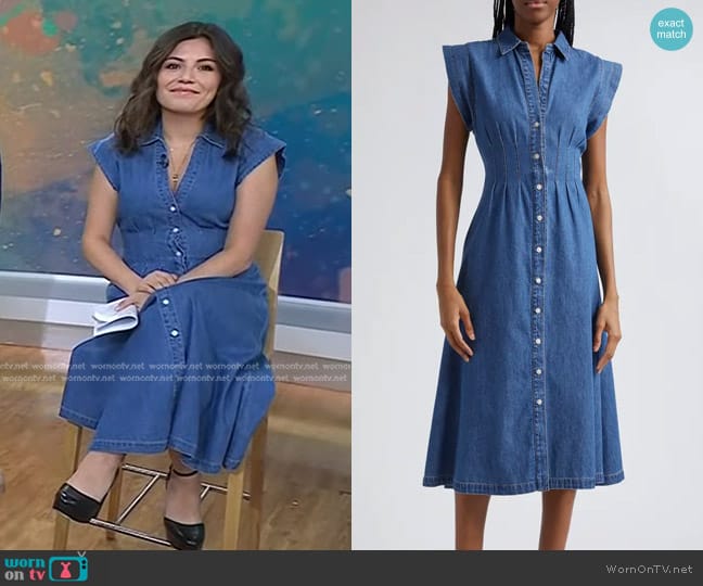 Veronica Beard Ruben Denim Midi Shirtdress in Cornflower worn by Adrianna Barrionuevo Brach on Today