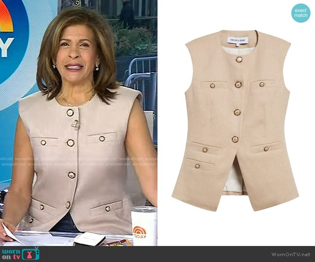 Veronica Beard Tamara Linen Blend Twill Vest worn by Hoda Kotb on Today