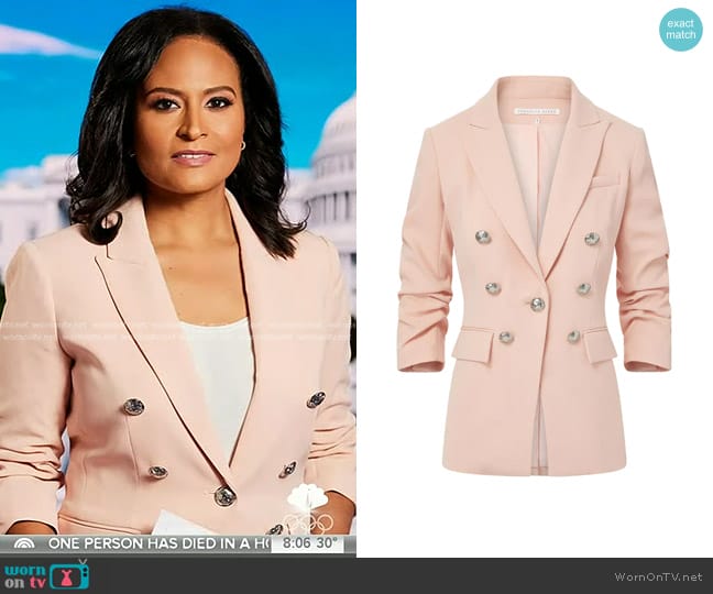 Veronica Beard Tomi Dickey Jacket in Ballet Pink worn by Kristen Welker on Today