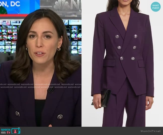 Veronica Beard Miller Dickey Jacket in Dark Aubergin worn by Hallie Jackson on NBC News Daily