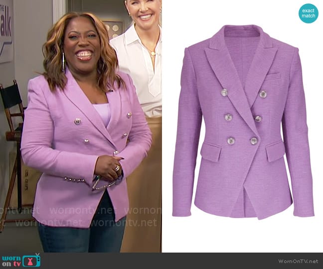 Veronica Beard Miller Dickey Jacket in Violet worn by Sheryl Underwood on The Talk