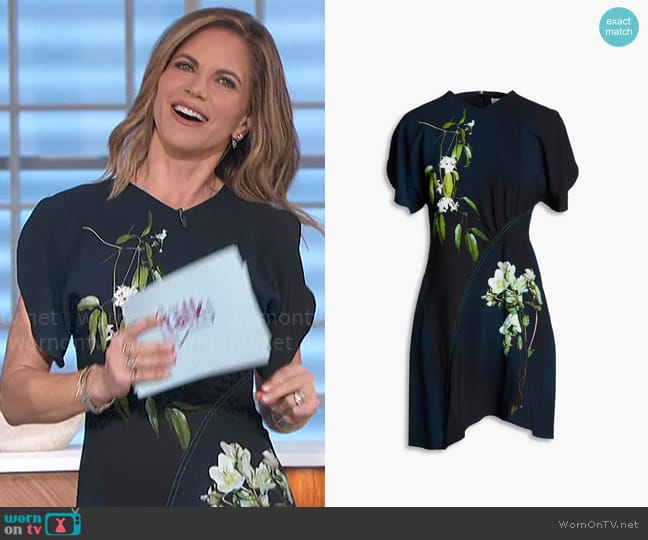 Victoria Beckham Floral-print crepe mini dress worn by Natalie Morales on The Talk