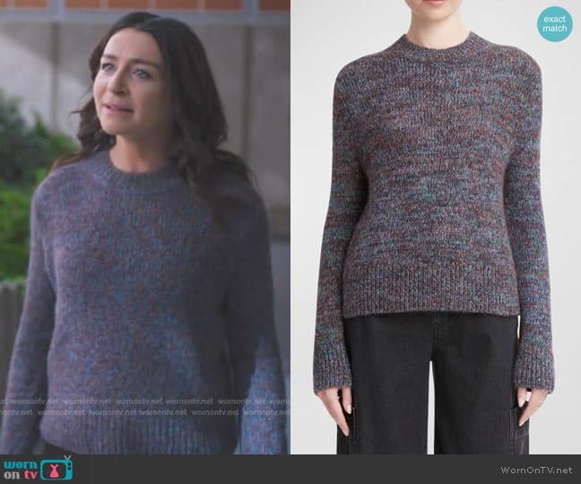 Vince Marl Alpaca-Blend Sweater in Rust Teal Stone Combo worn by Amelia Shepherd (Caterina Scorsone) on Greys Anatomy