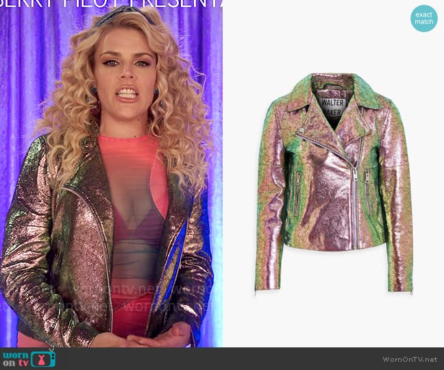 Walter Baker Presley Jacket in Lilac Crushed Metallic worn by Summer Dutkowsky (Busy Philipps) on Girls5eva