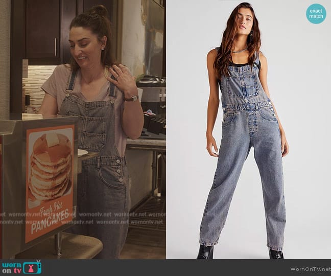 Free People We The Free Ziggy Denim Overalls worn by Dawn Solano (Sara Bareilles) on Girls5eva